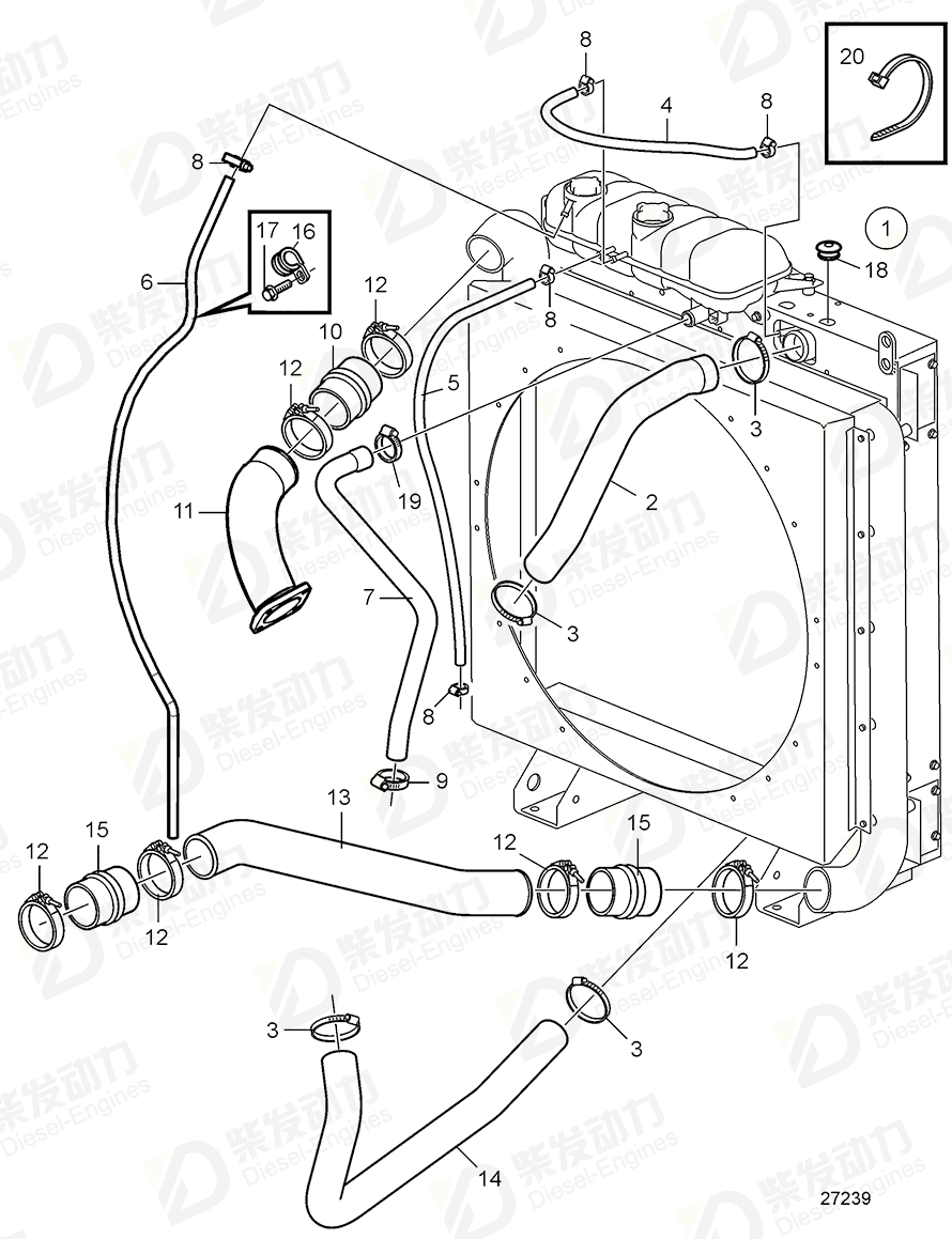 VOLVO Charge air pipe 21407280 Drawing